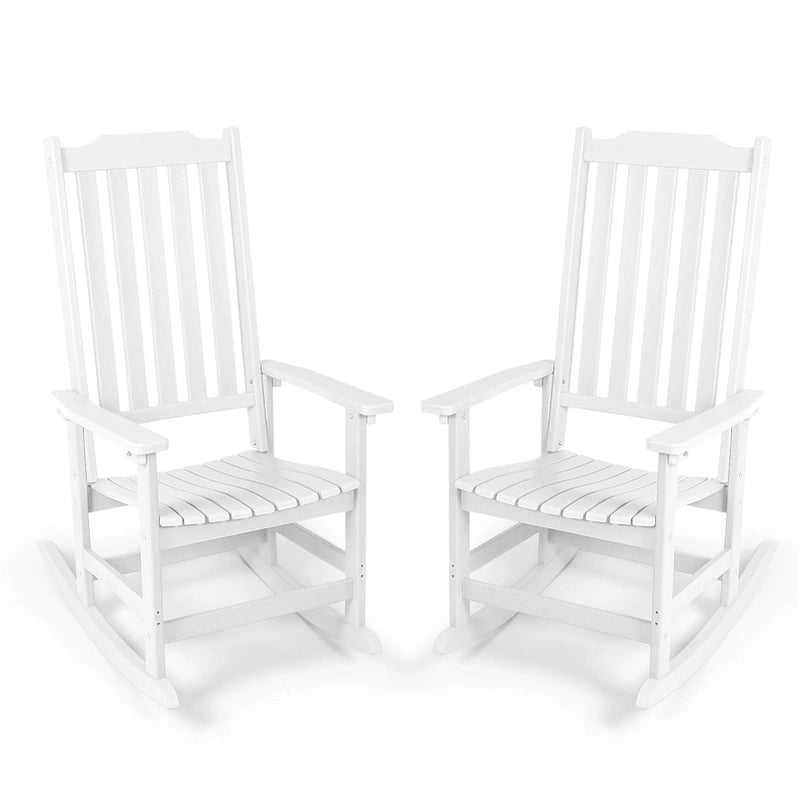 Vrakae 2 Pcs Patio All Weather Resistant High Back Rocking Chair