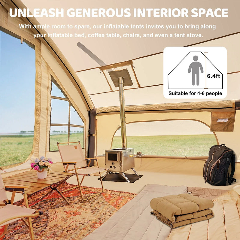 6 Person Inflatable Camping Tent With Pump, x7ft
