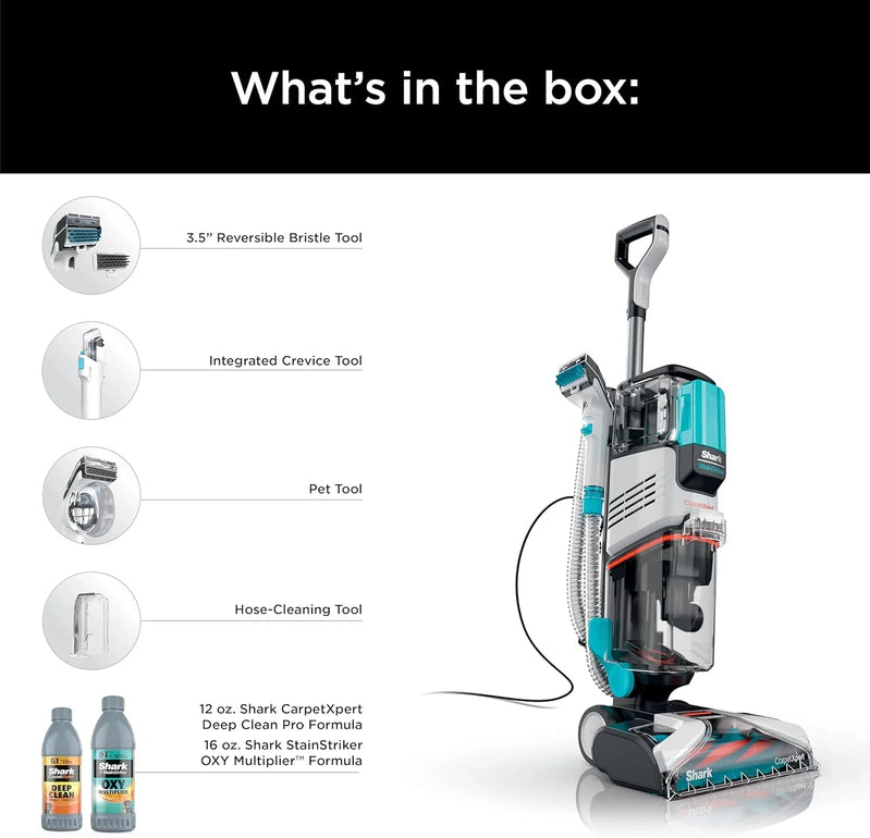 Shark CarpetXpert EX201 Carpet Cleaner, Cyan, Deep Cleaning With StainStriker, For Pets, Includes Spot And Stain Remover Tools