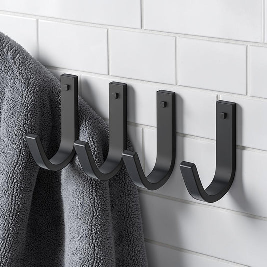 Vjpxm Minimalist Matte Black Adhesive Hooks (4-Pack)