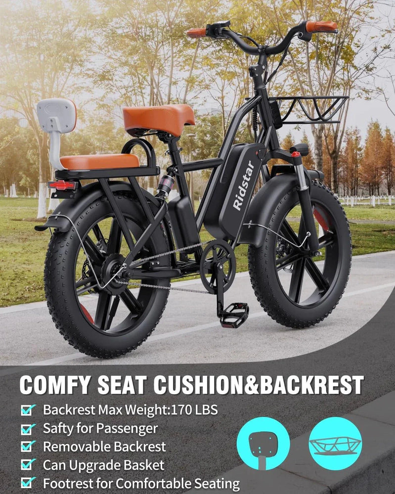 Bopzin 1000W Electric Bicycle For Adults, 48V 15Ah Removable Battery, 20 In. x 4.0 In.- 1000W