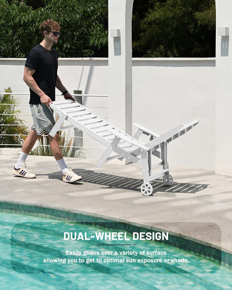 Lounge Chair Outdoor, Chaise Lounge, HDPE 6-Position Outdoor Chaise Lounge