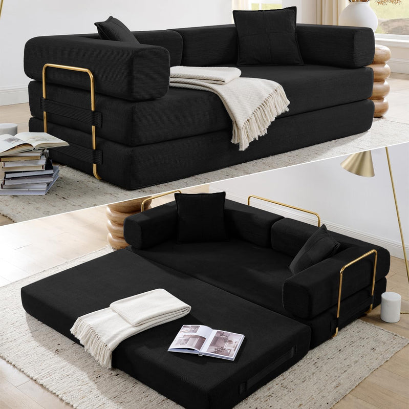 Hanxin 78 In. Convertible Sleeper Sofa Bed, Folding Floor Mattress Couch
