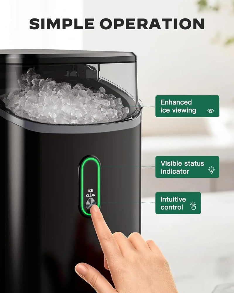 Silonn Nugget Ice Maker Countertop, Pebble Ice Maker With Soft Chewable Ice, One-Click Operation Ice Machine With Self-Cleaning