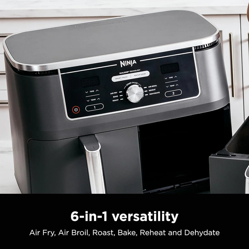 Ninja Foodi 10QT 6-in-1 DualZone Smart XL Air Fryer, 2 Independent 5QT Baskets, Smart Cook Thermometer, Match Cook, Smart Finish, Air Fry, DZ550
