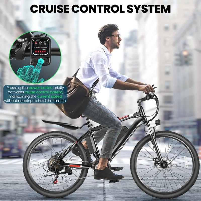 500W Electric Bike 26 In. Electric Bicycle For Adults With Cruise Control System Ebike