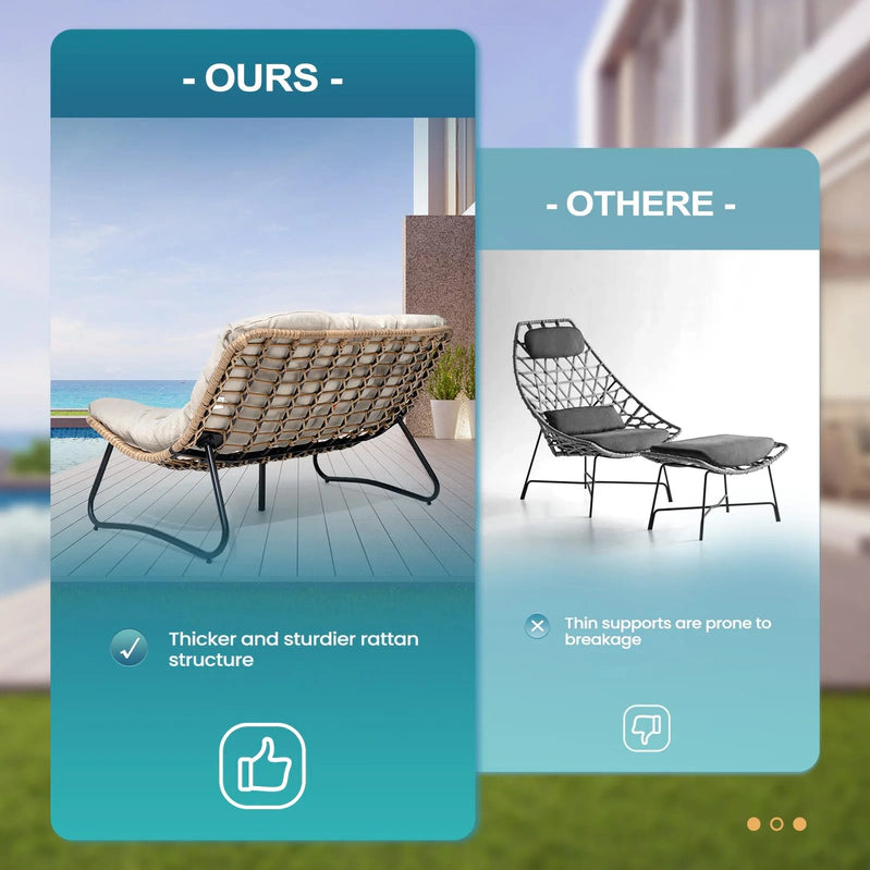 Crestlive Products Patio Loveseat, All-Weather Rattan Large Furniture With Soft Cushions, Outdoor Loveseat For Balcony, Poolside, Backyard, Beige