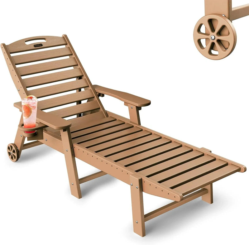Lounge Chair Outdoor, Chaise Lounge, HDPE 6-Position Outdoor Chaise Lounge