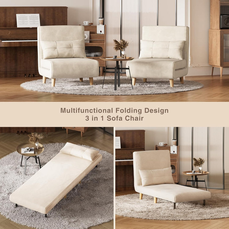 3-in-1 Sleeper Chair Bed Convertible Chair Bed Futon Sofa With Adjustable Backrest