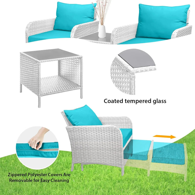 Leveleve Balcony Furniture 5 Piece Patio Conversation Set