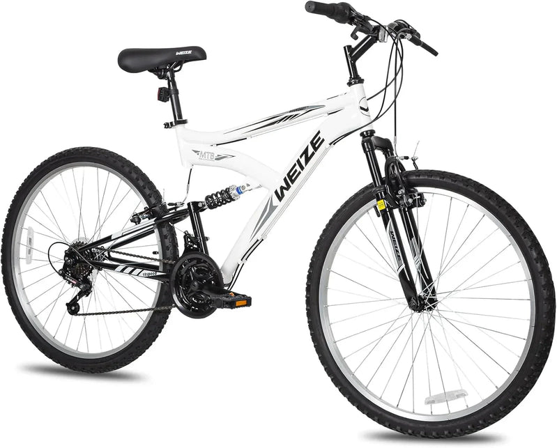 Weize Mountain Bike 26 27.5 In. Outdoor Hybrid Bikes 18-Speed High-Carbon Steel Full Suspension
