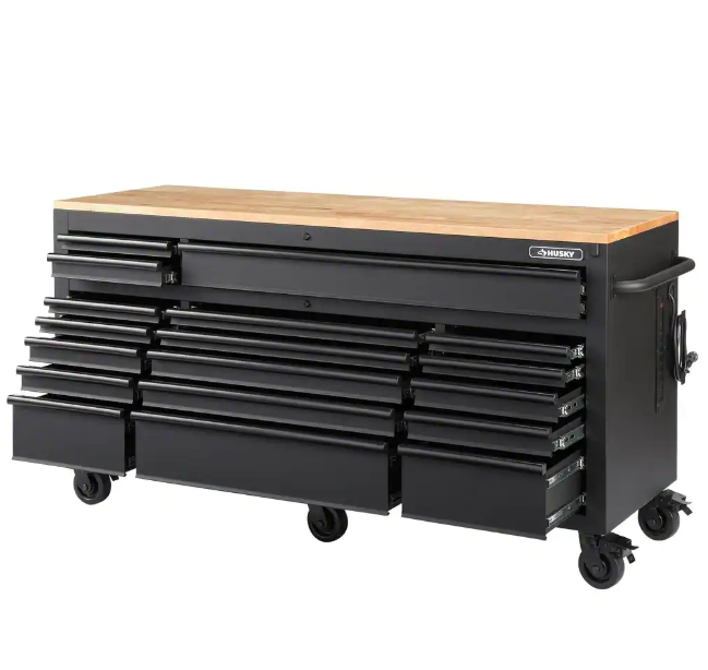 Tool Storage 72 In. W Standard Duty Gloss Black Mobile Workbench Tool Chest