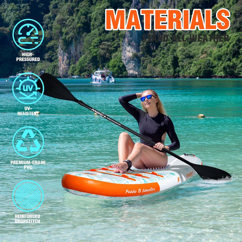 FunWater Inflatable Stand Up Paddle Board With Premium Sup Paddle Accessories, Non-Slip EVA Deck, 11'/10'6' Paddle