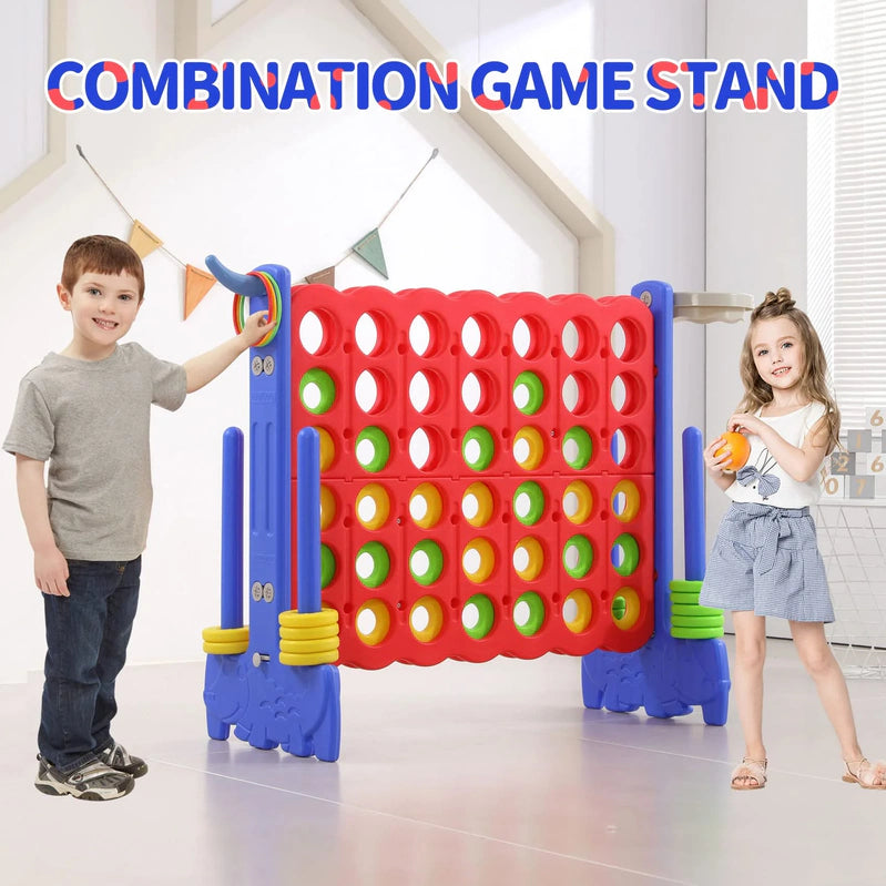 Unicoo 3-in-1 Giant 4 In. A Row Game, Featuring Basketball Hoop, Ring Toss Game And 4-to-Score Game. For Kids And Adults