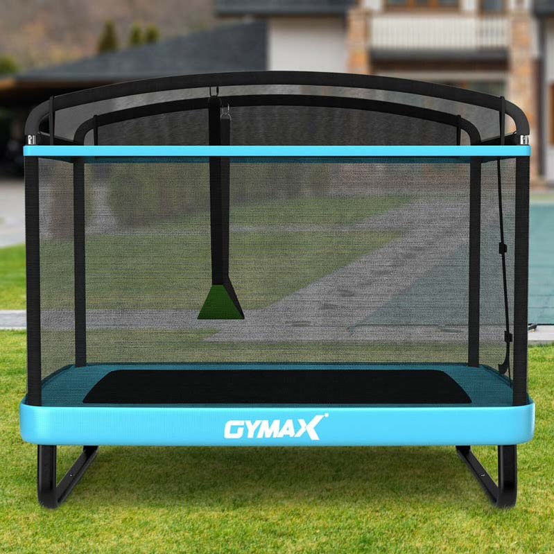 6 Ft. Kids Trampoline With Swing And Safety Fence, Astm Approved Toddler Rectangle Trampoline For 3-8 Year Old