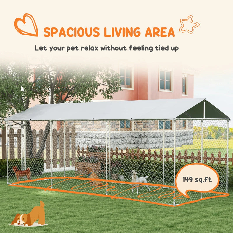 PawHut 19.7' x 7.5' x 7.5' Outdoor Dog Kennel With Waterproof Roof