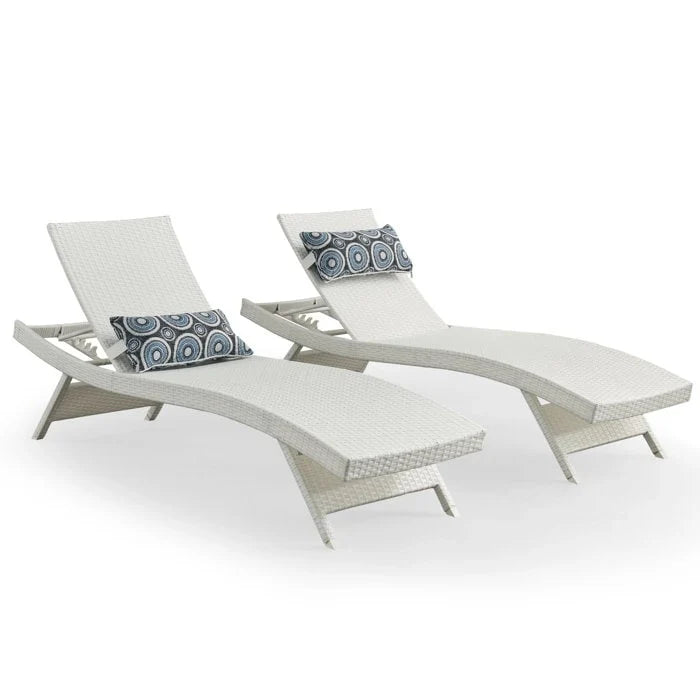 All Weather Wicker Chaise Lounge, Set Of 2