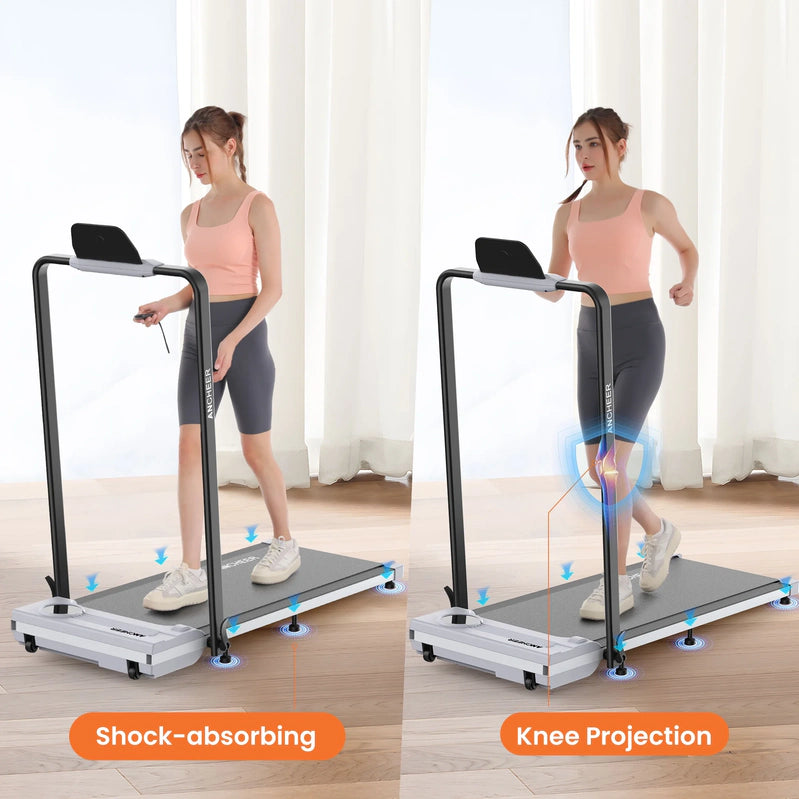 Ancheer Portable Folding Walking Pad 300lb, 7.5 MPH Under Desk Treadmill With Remote Control And LED Display