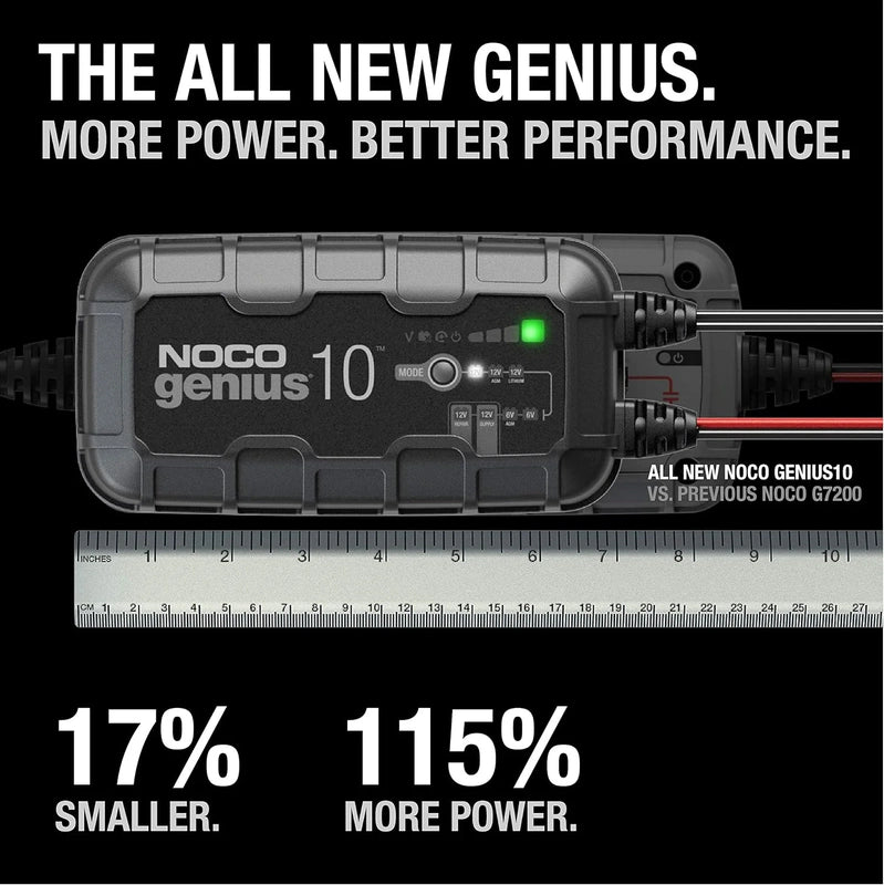 Noco GENIUS10, 10A 6V/12V Smart Battery Charger, Maintainer And Desulfator