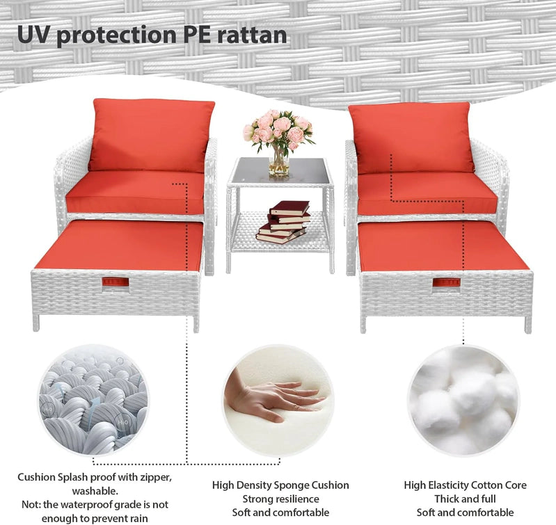 Leveleve Balcony Furniture 5 Piece Patio Conversation Set