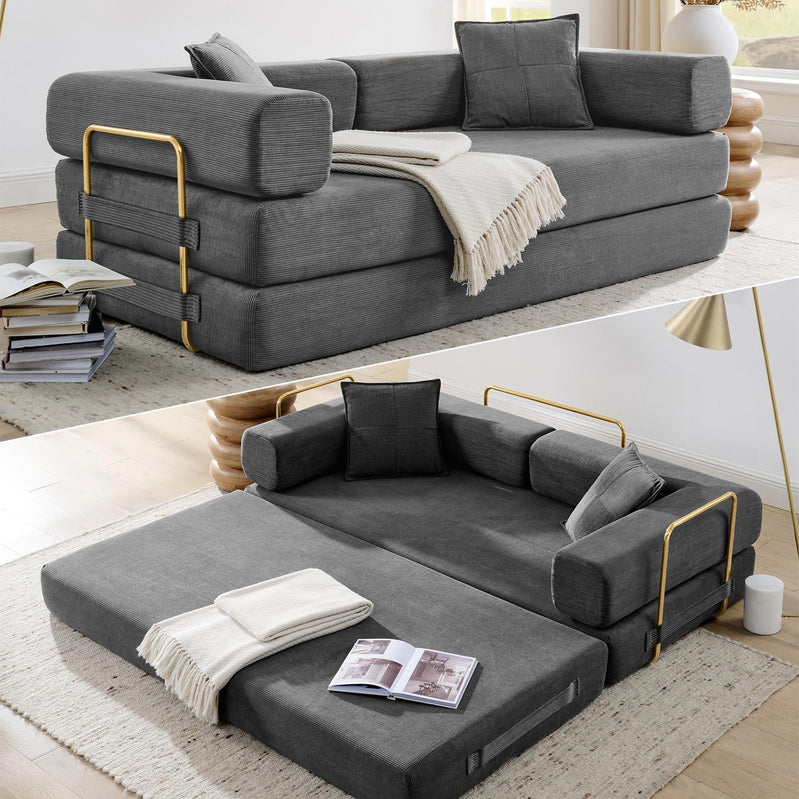 Hanxin 78 In. Convertible Sleeper Sofa Bed, Folding Floor Mattress Couch