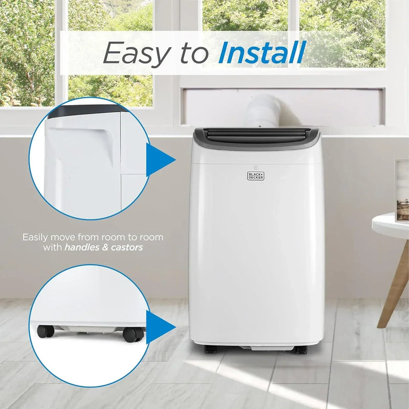 Black Plus Decker 10,000 BTU Portable Air Conditioner For Rooms Up To 450 Sq With Remote Control