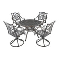 5-Piece Cast Aluminum Patio Dining Set With 4 Swivel Chair