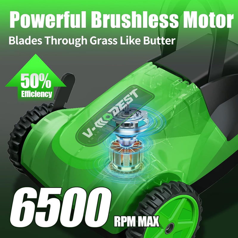 Cordless Lawn Mower, Electric Small Lawn Mower With 2 x 21V 4.0Ah Battery, Lightweight Mini Lawn Mower With Brushless Motor, 3 Cutting Heights