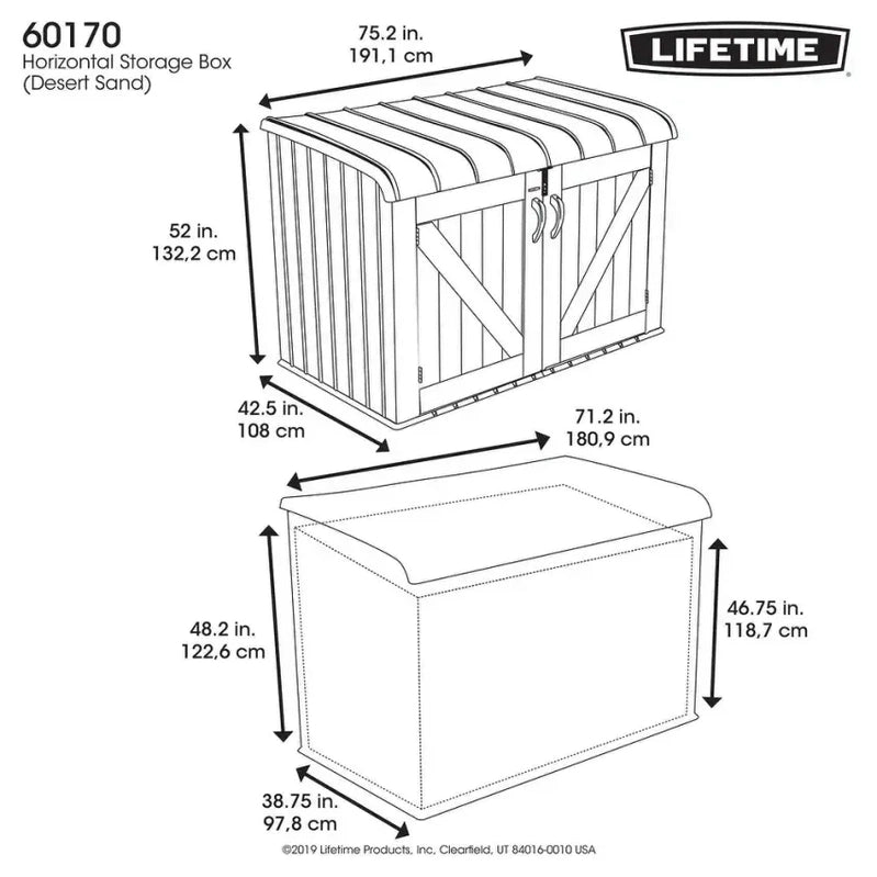 Lifetime Horizontal Storage Shed, 75 Cu. Ft