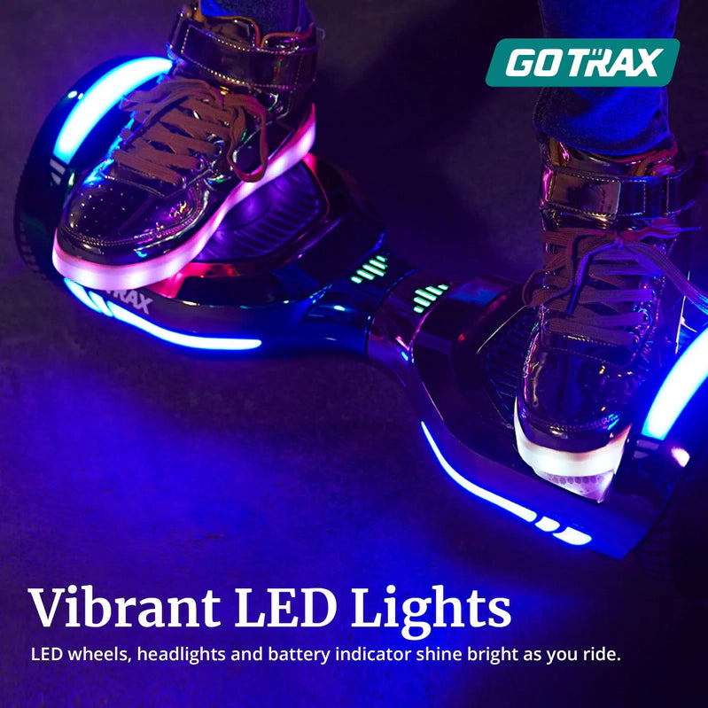 Gotrax Glide Pro Bluetooth Hoverboard, 6.5 In. Wheels And 7 Colors Lights Self Balancing Scooters For 44-176lbs Kids Adults Silver