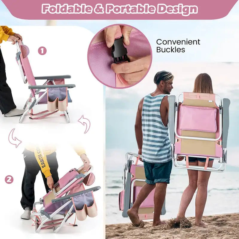 Costway 4-Pack Folding Backpack Beach Chair 5-Position Outdoor, See Details