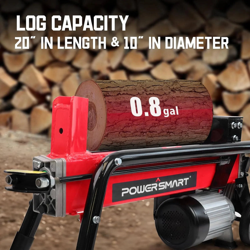 PowerSmart Electric Log Splitter 7-Ton, Efficient Wood Splitter With 3500 Motor Speed, 15 Amp