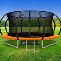 14 Ft. Trampoline Kids Trampoline Rebounder w/Ladder Basketball Hoop Orange