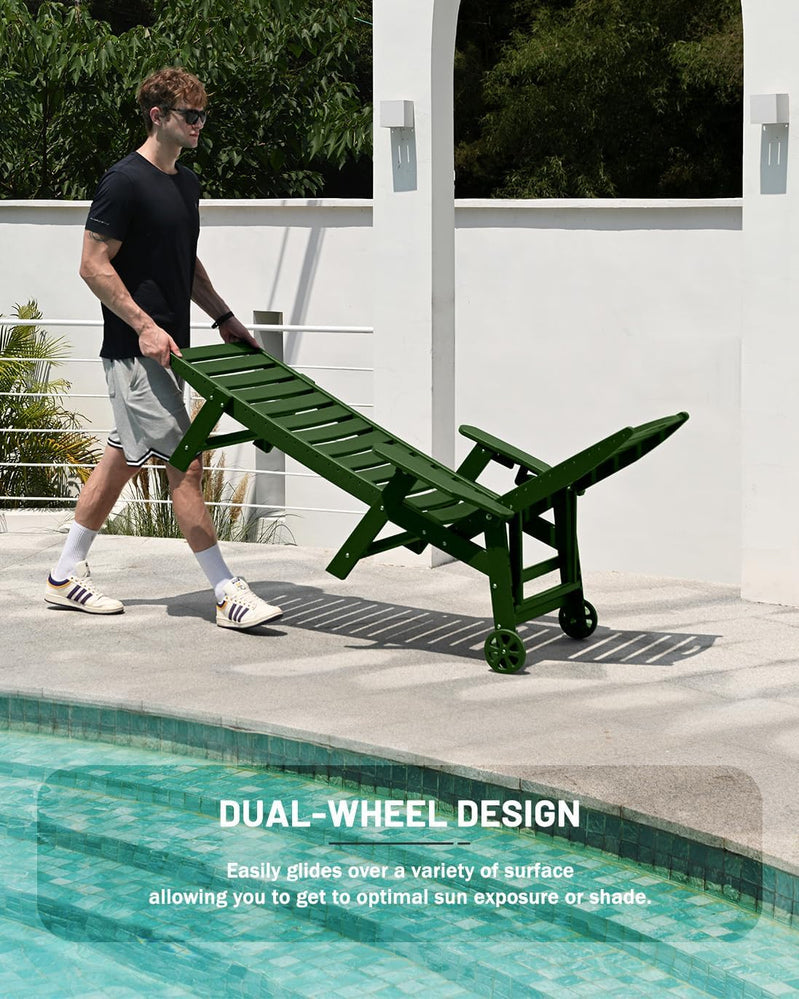 Lounge Chair Outdoor, Chaise Lounge, HDPE 6-Position Outdoor Chaise Lounge
