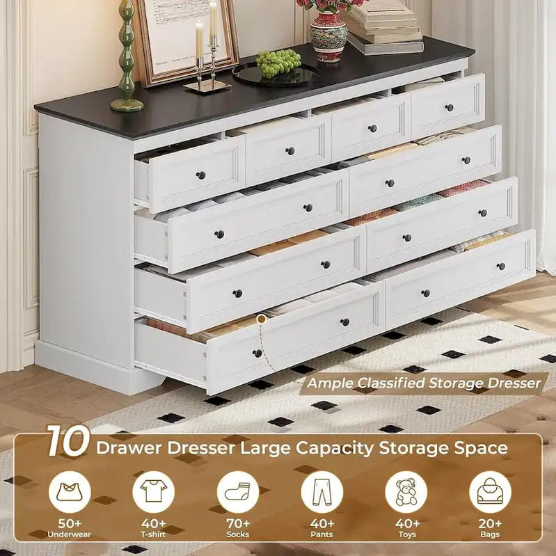 10 Drawers Dresser 55 Large Drawers Wood Dressers And Chest Of Drawers