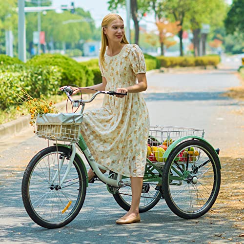Viribus Adult Tricycle, 7 Speed Tricycle For Adults, 24 In. 3 Wheel Bikes For Adults With Baskets