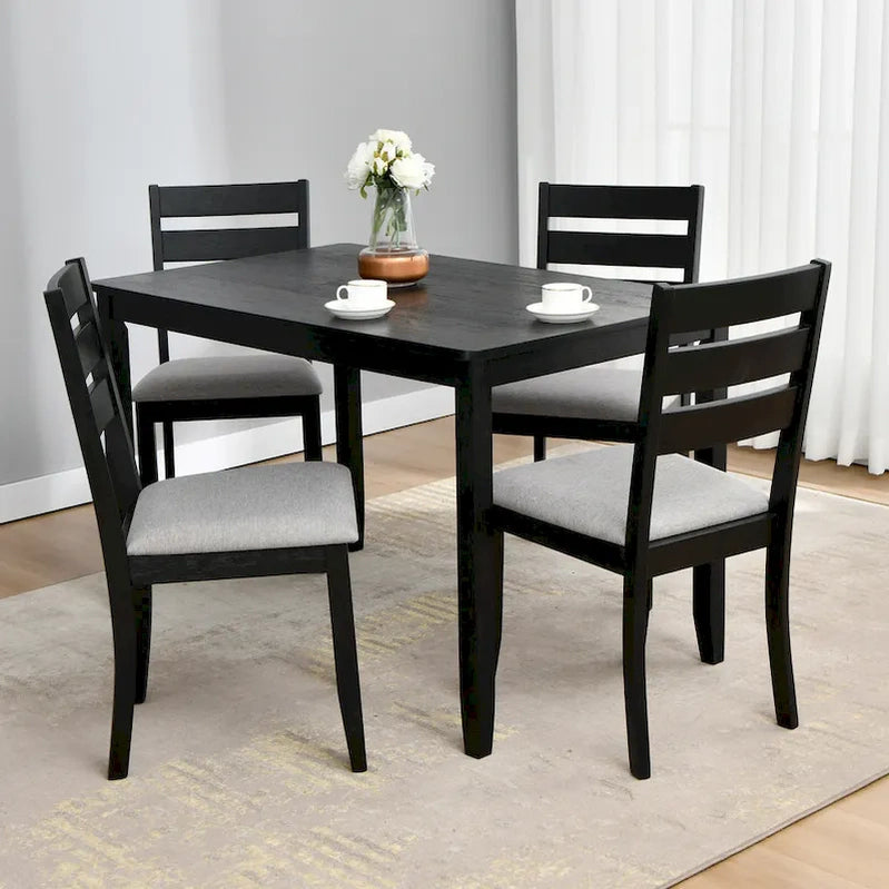 5-Piece Solid Wood 47L Dining Table Sets, 1 Table Plus 4 Slat Back Chairs
