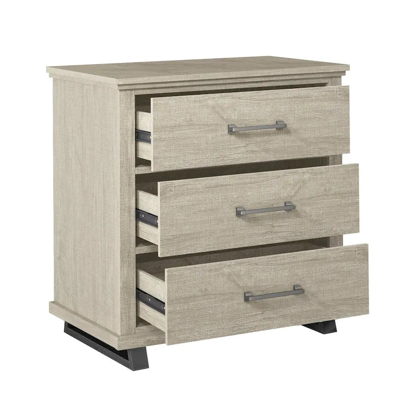 Farmhouse 4-Piece Bedroom Set, 2 Nightstand, 1 Chest And 1 Dresser