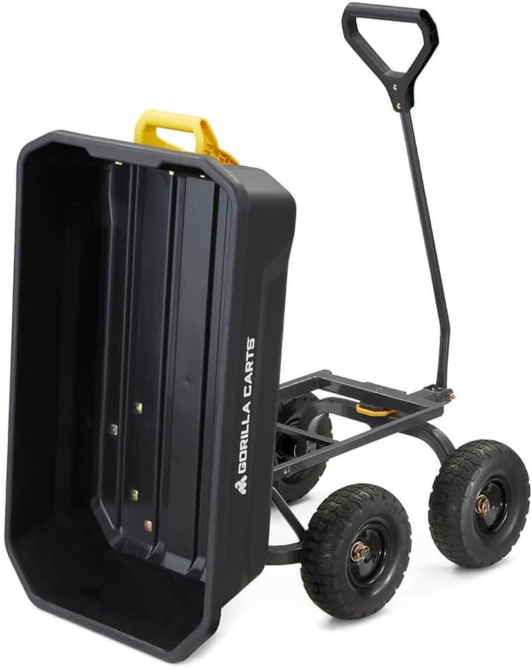 7GCG-NF Heavy-Duty Poly Dump Garden Cart With No-Flat Tires, 7 Cu. Ft., 1200-Pound Capacity, Black