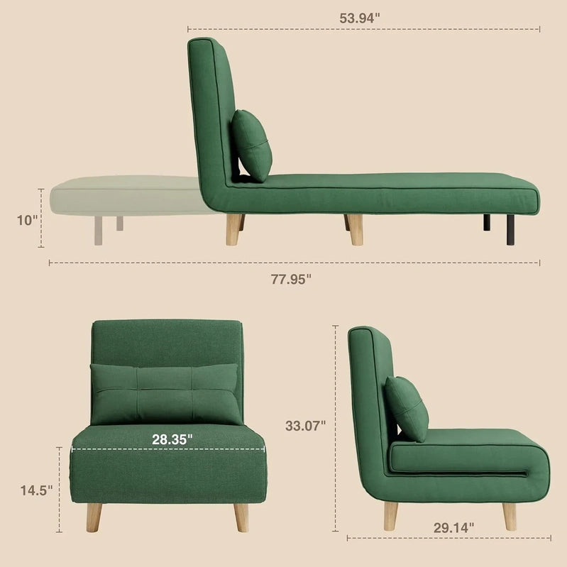 3-in-1 Sleeper Chair Bed Convertible Chair Bed Futon Sofa With Adjustable Backrest