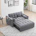 3-in-1 Sleeper Sofa Couch Bed, Small Tufted Velvet Convertible Loveseat Futon Sofa w/Pullout Bed, Adjustable Backrest, Cylinder Pillows