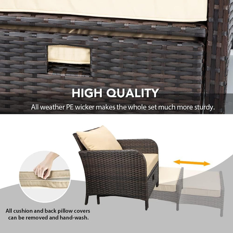 Leveleve Balcony Furniture 5 Piece Patio Conversation Set