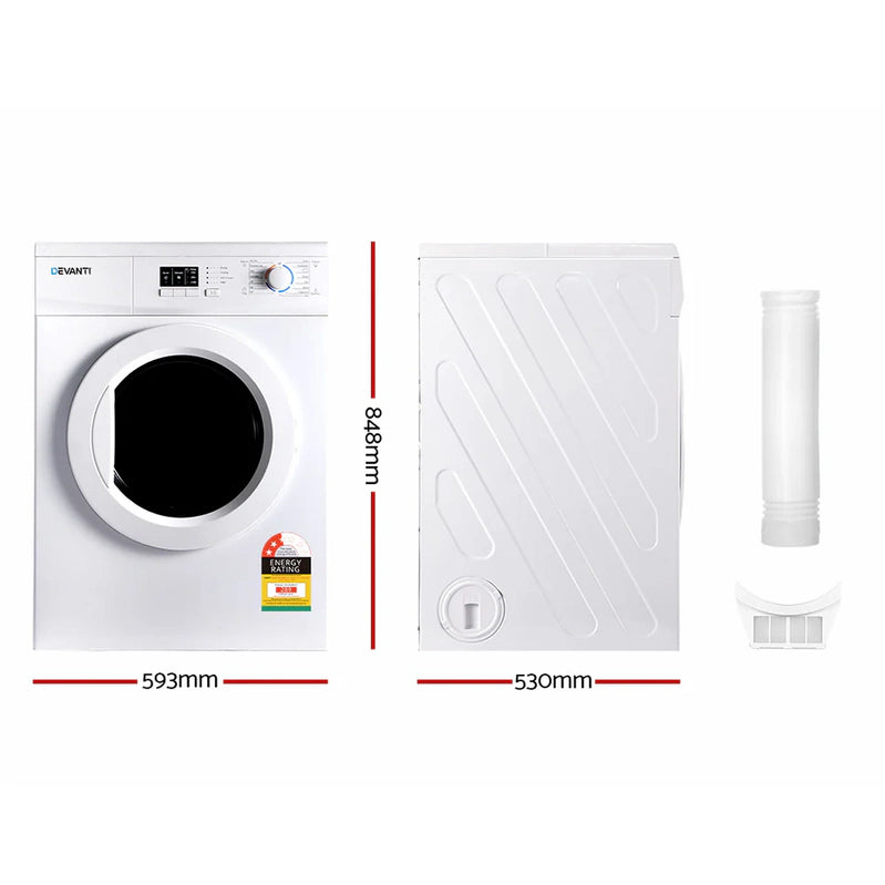 Devanti 7kg Vented Tumble Dryer, White