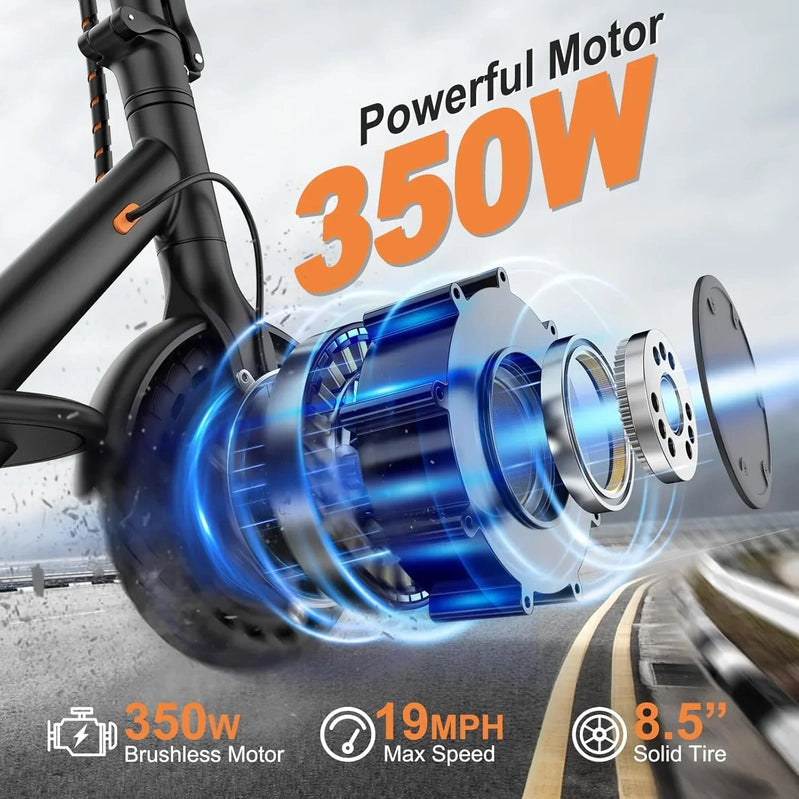 Electric Scooter 350W/500W Powerful Motor 8.5 In./10 In. Solid Tires 19/22Mph 28/21/12 Miles Range
