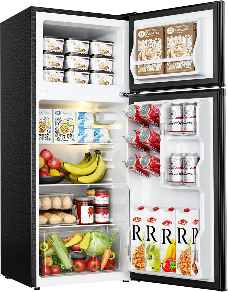 Euhomy 3.2 Cu. Ft. Mini Fridge With Freezer 2-Door Compact Refrigerator For Bedroom, Dorm, Office Or Apartment, Silver