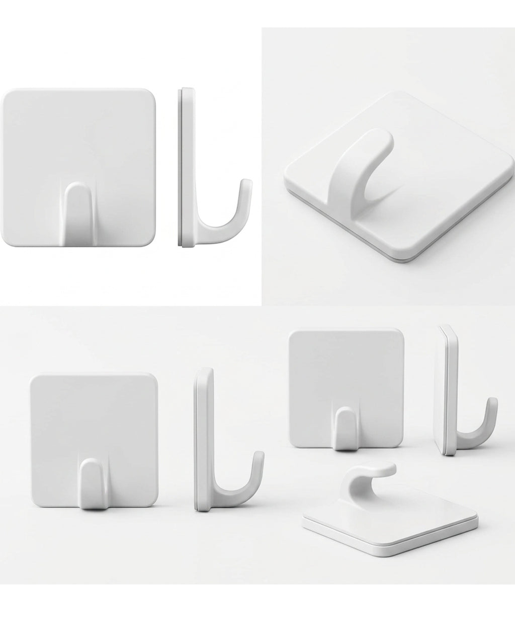 Vjpxm Adhesive Wall Hooks Matte White 8 Pack