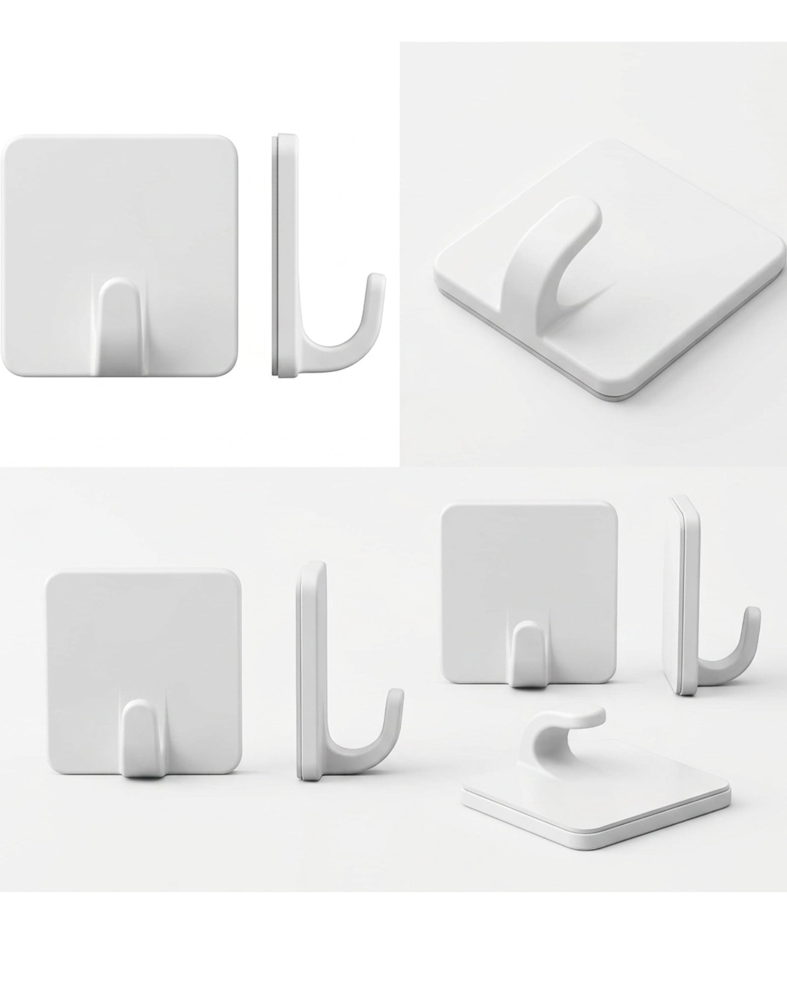 Vjpxm Adhesive Wall Hooks Matte White 8 Pack