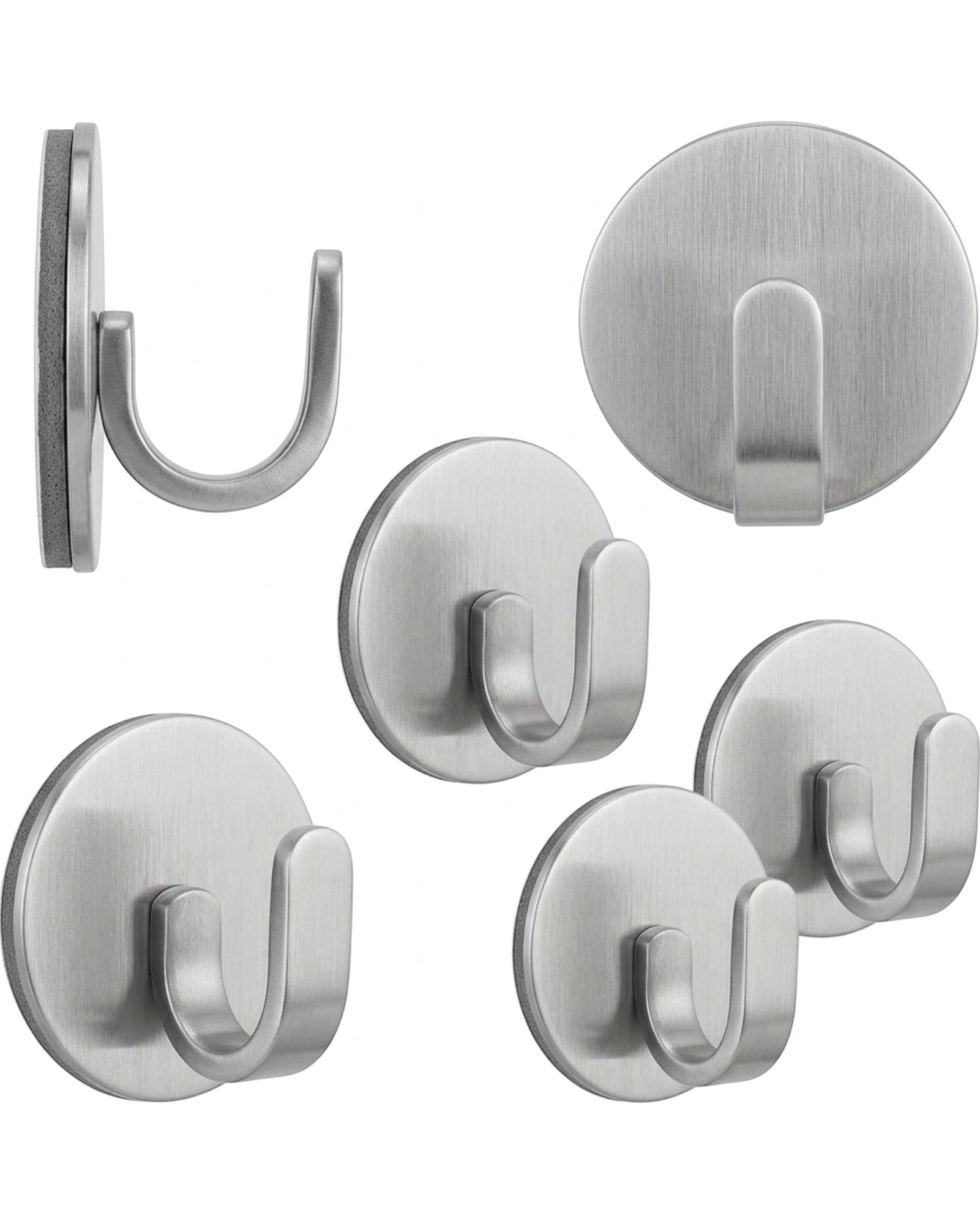 Vjpxm Stainless Wall Hooks Brushed Silver 6 Pack